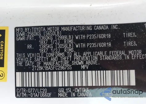 2015 Lexus Rx 350 из США, поврежденный, VIN 2T2BK1BA5FC296755